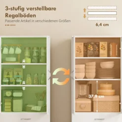 Rootz Køkkenbuffetskab – Opbevaringsskab – Pantryskab – Justerbare hylder – Silent Close – 60x35x180cm – Hvid