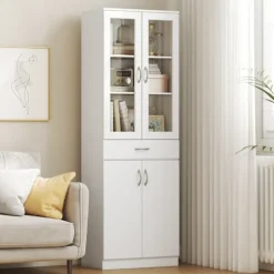 Rootz Køkkenbuffetskab – Opbevaringsskab – Pantryskab – Justerbare hylder – Silent Close – 60x35x180cm – Hvid