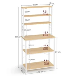 Rootz køkkenhylde med 6 hylder og 6 kroge - Pantry-stativ - Opbevaringsorganisator - Spånplader og stål - 40 cm x 80 cm x 167 cm