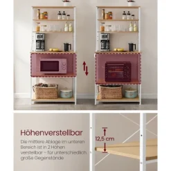Rootz køkkenhylde med 6 hylder og 6 kroge - Pantry-stativ - Opbevaringsorganisator - Spånplader og stål - 40 cm x 80 cm x 167 cm