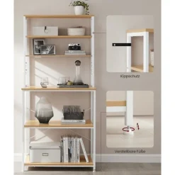 Rootz køkkenhylde med 6 hylder og 6 kroge - Pantry-stativ - Opbevaringsorganisator - Spånplader og stål - 40 cm x 80 cm x 167 cm