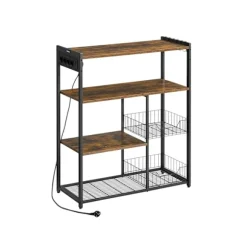 Rootz køkkenhylde med fatninger Vintage brun og blæk sort - Spånplade stål - Organizer - 35cm x 80cm x 93,5cm