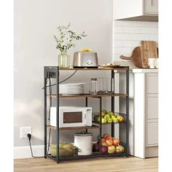 Rootz køkkenhylde med fatninger Vintage brun og blæk sort - Spånplade stål - Organizer - 35cm x 80cm x 93,5cm