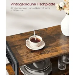 Rootz køkkenhylde med fatninger Vintage brun og blæk sort - Spånplade stål - Organizer - 35cm x 80cm x 93,5cm