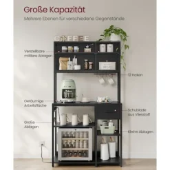 Rootz køkkenhylde med stikkontakter - opbevaringsenhed - multifunktionelt rack - høj kapacitet - 40 cm x 100 cm x 180,4 cm