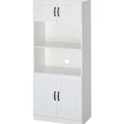 Rootz Køkkenskab - Køkkenbuffetskab - Country House Style - 2 skabe - 2 hylder - Spånplade - Hvid - 70 Cm X 40 Cm X 170 Cm