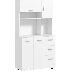 Rootz Køkkenskab - Pantry Skab - Opbevaring Organizer - MDF Konstruktion - Hvid - 89cm x 39,5cm x 168cm