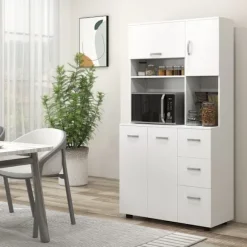 Rootz Køkkenskab - Pantry Skab - Opbevaring Organizer - MDF Konstruktion - Hvid - 89cm x 39,5cm x 168cm