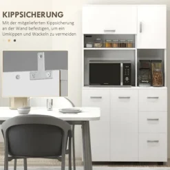 Rootz Køkkenskab - Pantry Skab - Opbevaring Organizer - MDF Konstruktion - Hvid - 89cm x 39,5cm x 168cm