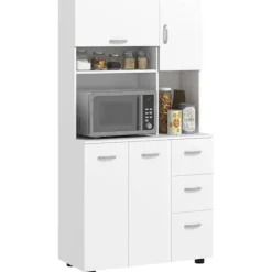 Rootz Køkkenskab - Pantry Skab - Opbevaring Organizer - MDF Konstruktion - Hvid - 89cm x 39,5cm x 168cm