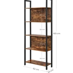 Rootz Køkkenskab - Reol Industriel - Skabe - Stigeskab 5 Lag - 62 x 24 x 165 cm