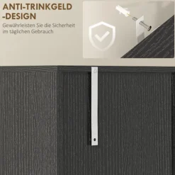 Rootz Køkkenskabsbuffet - Skænk - Opbevaringsskab - Soft-Close døre, organiserer rod, 80 x 35 x 180 cm, Sort