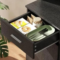 Rootz Køkkenskabsbuffet - Skænk - Opbevaringsskab - Soft-Close døre, organiserer rod, 80 x 35 x 180 cm, Sort