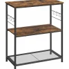 Rootz køkkenstativ - skænk - opbevaringsstativ - 3 hylder - 6 kroge - forarbejdet træ - metal - industrielt - 80 x 40 x 90 cm