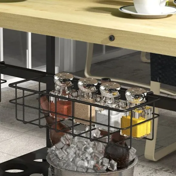 Rootz Køkkenvogn - 2 Etagers - Serveringsvogn - 4 flaskeholdere - Indendørs-udendørs - 2 hylder - Robust stel - Gran Træ-stål - Natursort - 97,5L x 65 | Fyndiq