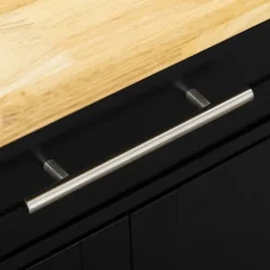 Rootz Køkkenvogn - Køkkenø - Serveringsvogn - 1 krydderihylde - 1 håndklædeholder - Gummitræ - Sort - 109L x 40W x 89H cm
