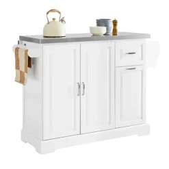 Rootz køkkenvogn - Mobil køkkenø - Rullende opbevaringsenhed - Holdbar og kan udvides - 130 cm x 91 cm x 46-71 cm
