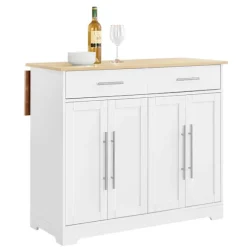 Rootz Køkkenvogn - Opbevaringsvogn - Rolling Island - Rummelig opbevaring og udtrækkelig bordplade - 113x91x(44-69)cm