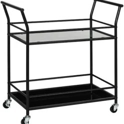 Rootz Køkkenvogn - Serveringsvogn - Med 4 hjul - 2 hylder og håndtag - Sort - 75 cm x 40 cm x 80 cm