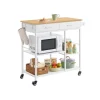 Rootz Køkkenvogn med hjul - Mobil vogn - Opbevaringsenhed - Rigelig opbevaringsplads - 45 cm x 98,7 cm x 90 cm - Brun-Hvid