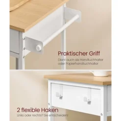 Rootz Køkkenvogn med hjul - Mobil vogn - Opbevaringsenhed - Rigelig opbevaringsplads - 45 cm x 98,7 cm x 90 cm - Brun-Hvid