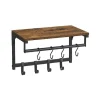 Rootz knagerække - knageholder - knagerække med 8 kroge - vægmonteret knagerække - spånplade/stål - vintage brun-sort - 40 x 24 x 24 cm
