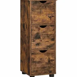 Rootz kommode - Badeværelsesskab - Kommode - 3 skuffer - Brun - Sort - Forarbejdet træ - Vintage - 30 x 30 x 80 cm