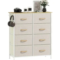 Rootz kommode - Kommode - Opbevaringsorganisering - 8 stofskuffer - Stålramme - 86cm x 30cm x 94,5cm - Brun