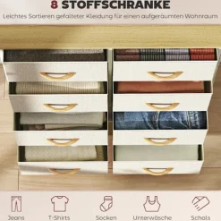 Rootz kommode - Kommode - Opbevaringsorganisering - 8 stofskuffer - Stålramme - 86cm x 30cm x 94,5cm - Brun