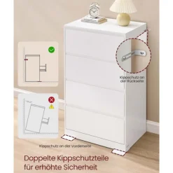 Rootz kommode - Kommode - Opbevaringsskab - Hvid - Holdbar spånplade - 40 cm x 60 cm x 97,4 cm