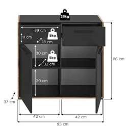 Rootz -kommode - Opbevaringsskab - kommode - overflader med nemme pleje - 95 cm x 86 cm x 37 cm