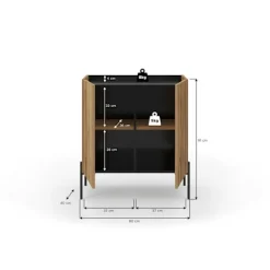 Rootz -kommode - Opbevaringsskab - kommode - overflader med nempleje - 80x91x40 cm - Brun og sort