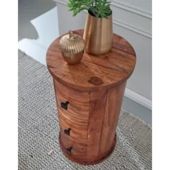 Rootz kommode - Sidebord - Skænk - 3 skuffer - 65 cm - Massivt træ - - Sideskab - Brun