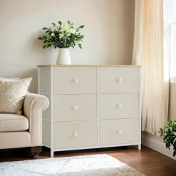 Rootz -kommode - skab - opbevaringsskab - 6 stofskuffer - Rumbesparende design - 30x56x93cm
