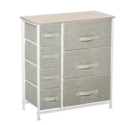 Rootz kommode - Skænk - 7 skuffer - Moderne design - Spånplade - Ikke-vævet stof - Lysegrå - 63,5 cm x 30 cm x 71 cm