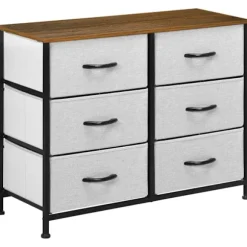 Rootz kommode - Skænk - 6 skuffer - Stofskuffer - Kommode til industriel soveværelse - Vuggestue - Stue - Entre - Brun + Sort + Grå - 80 cm x 30 cm x | Fyndiq