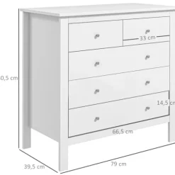 Rootz kommode - Skænk - Lydsvag åbning/lukning - Anti-tip - Spånplade - Hvid - 79 x 39,5 x 80,5 cm