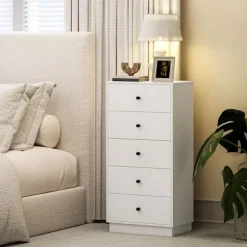 Rootz kommode - Skænk - Opbevaringsskab - Modern Elegance i hvid - Træmateriale - 5 skuffer - 47 x 29 x 95 cm