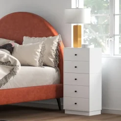 Rootz kommode - Skænk - Opbevaringsskab - Modern Elegance i hvid - Træmateriale - 5 skuffer - 47 x 29 x 95 cm