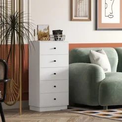Rootz kommode - Skænk - Opbevaringsskab - Modern Elegance i hvid - Træmateriale - 5 skuffer - 47 x 29 x 95 cm
