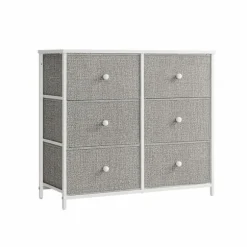 Rootz kommode med 3 skuffer - Opbevaringsskab - Kommode - Lysegrå hvid - Spånplade stål ikke-vævet stof - 30 cm x 80 cm x 71 cm - 10,2 kg Maks. vægt - | Fyndiq