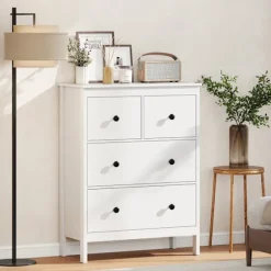 Rootz kommode med 4 skuffer - Kommode - Opbevaringsskab - Moderne og ridsefast - 35t x 97h cm - Hvid spånplade