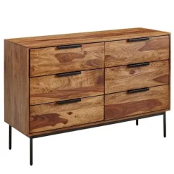 Rootz kommode 117x80x42 cm massivt sheesham træ - metal kommode - Industriel skænk kommode træ moderne - Stående skab skænk stue