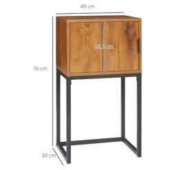Rootz Konsolbord - Industrielt sidebord - Skænk med skab - Rigelig opbevaring - Displayhylde - Holdbar og nem at rengøre - 40L x 30W x 76H cm