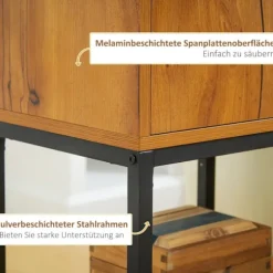 Rootz Konsolbord - Industrielt sidebord - Skænk med skab - Rigelig opbevaring - Displayhylde - Holdbar og nem at rengøre - 40L x 30W x 76H cm
