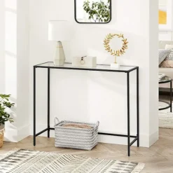 Rootz Konsolbord - Konsolbord med hærdet glas - Entrébord - Gangbord - Sofabord - Moderne konsolbord - Industrielt gangbord - Accentbord - Metal - Gla | Fyndiq