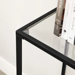 Rootz Konsolbord - Konsolbord med hærdet glas - Entrébord - Gangbord - Sofabord - Moderne konsolbord - Industrielt gangbord - Accentbord - Metal - Gla | Fyndiq