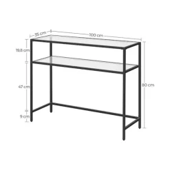 Rootz Konsolbord - Konsolbord med 2 hylder - Entrebord - Gangbord - Sofabord - Moderne konsolbord - Industrielt gangbord - Accentbord - Metal - Glas - | Fyndiq