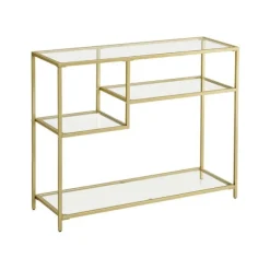 Rootz konsolbord - moderne glas konsolbord - metalramme konsolbord - industriel stil - guld - 35 x 100 x 80 cm (D x B x H)