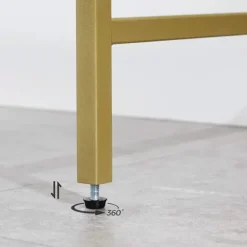 Rootz Konsolbord - Sidebord - 2 niveauer - Hærdet glas - Metalstel - Justerbare ben - Guld - 100 x 35 x 80 cm